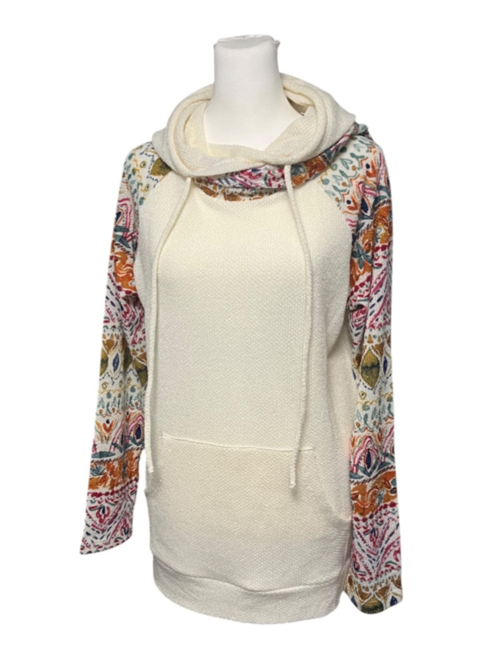 AndTheWhy Cream Textured Hoodie Sweater Size Small NWT